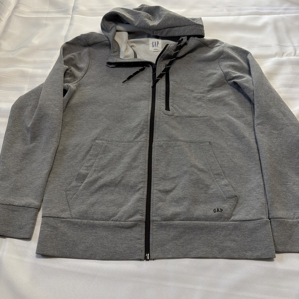 Gap Mens Full Zip Hoodie Heather Gray Sweatshirt Zipper Pocket Large